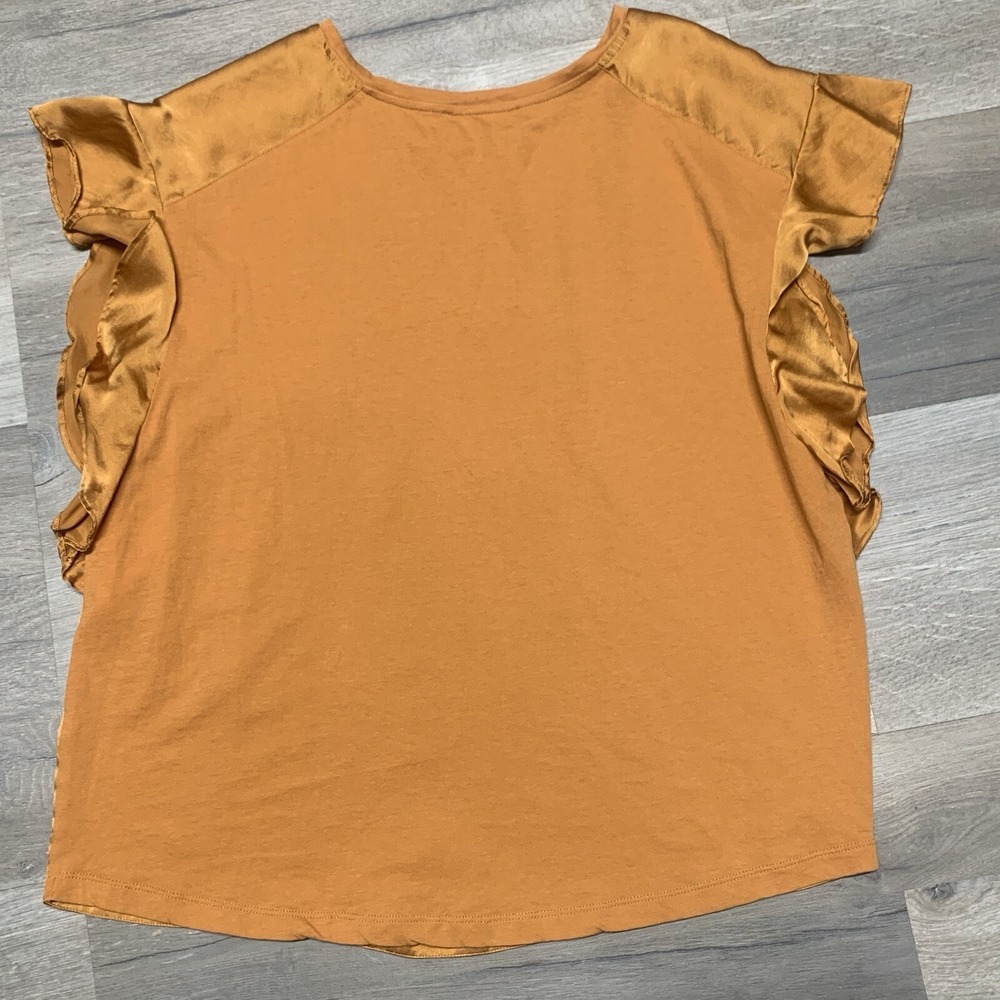 Maje Women's Short Sleeve Blouse Top Ruffle Sleeves 100% SILK - Size 2 (Medium) - Picture 2 of 12